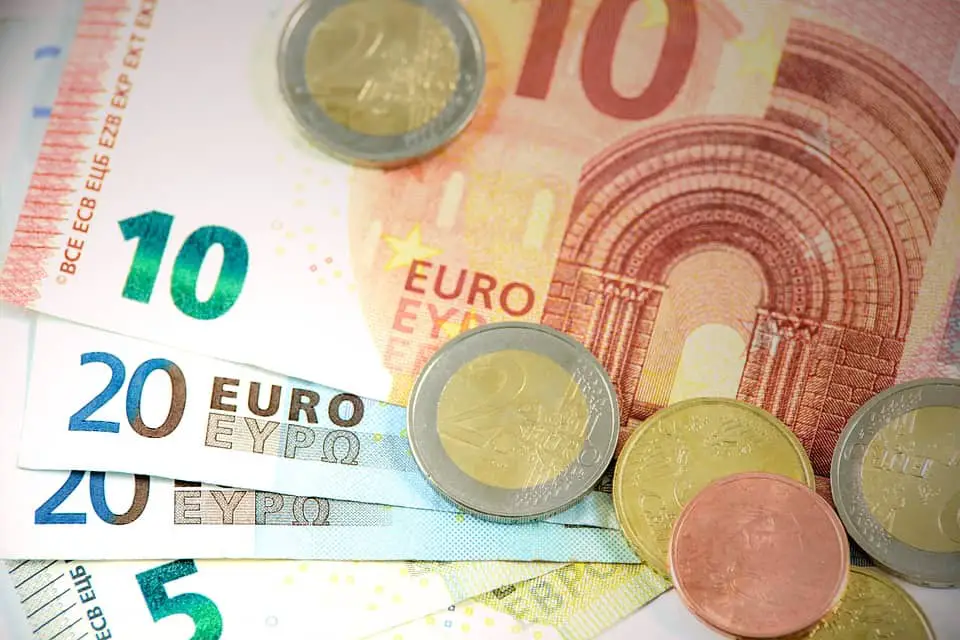 euro bills and coins