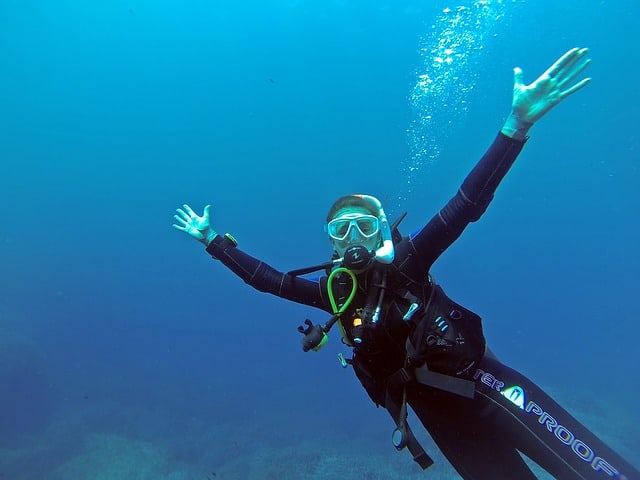 a female scuba diver in underwater